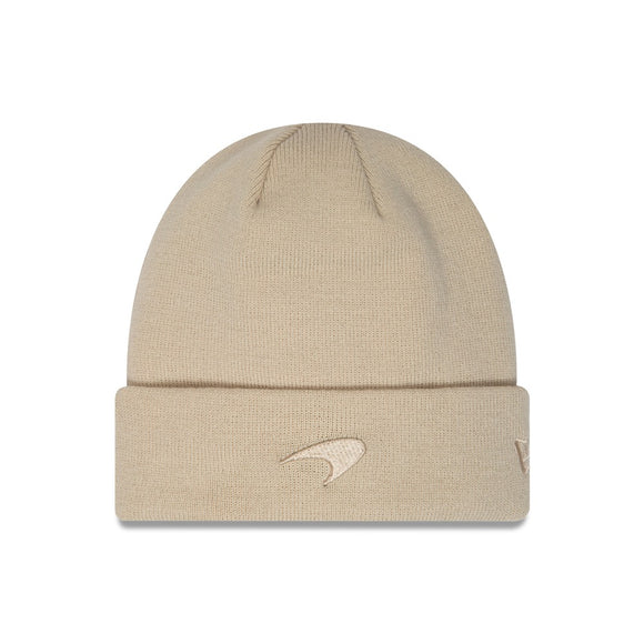 McLaren F1 Lifestyle Seasonal Colour Cuff Beanie Hat - Stone - Genuine Mclaren F1 Merchandise