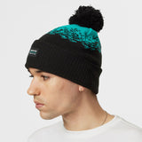 MERCEDES AMG Petronas F1 Bobble Beanie Hat Adults - Black - Official Licensed Mercedes AMG Petronas Merchandise