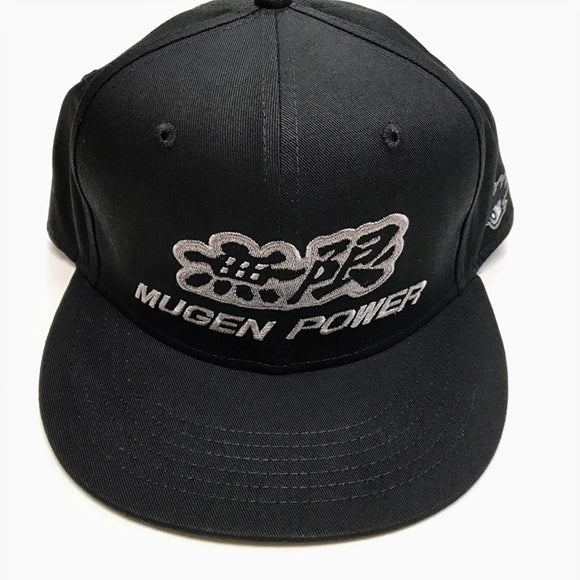 Mugen Power Flat Brim Cap Hat - Black With Grey Logo - Official Mugen Power Merchandise