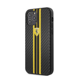 Official Scuderia Ferrari Carbon Stripe Phone Case Cover - for iPhone 12 Pro Max - Black/Yellow