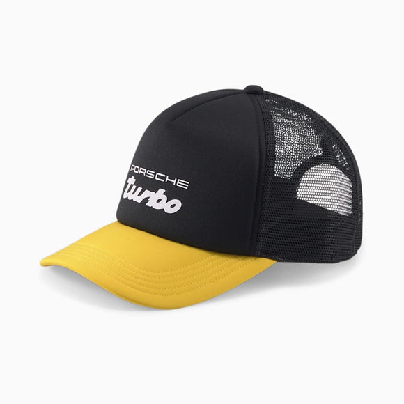 Porsche Legacy Turbo Puma Trucker Cap Hat - Black / Yellow - Official Puma Product