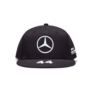 NEW 2020 Mercedes AMG Petronas F1 Team Lewis Hamilton Flat Brim Baseball Hat Cap - BLACK - Official Licensed Mercedes AMG Petronas Motorsport Merchandise