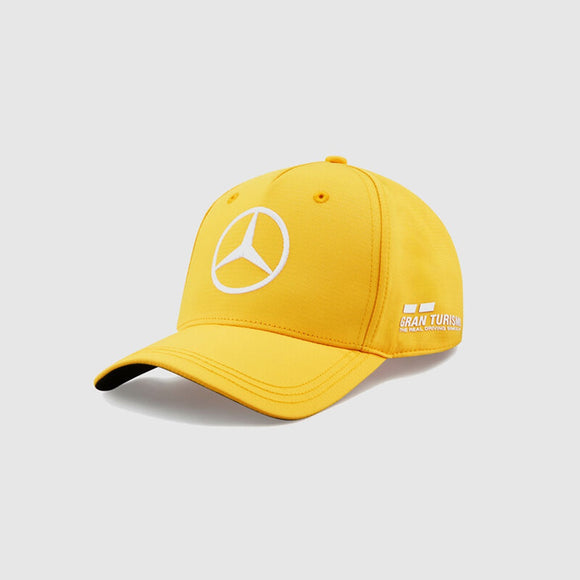 NEW 2020 Mercedes AMG Petronas F1 Team Lewis Hamilton Abu Dhabi GP Race Baseball Hat Cap - Saffron Yellow - Official Licensed Mercedes AMG Petronas Motorsport Merchandise
