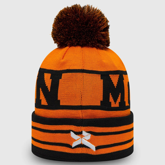 2022 McLaren F1 NEW ERA Daniel Ricciardo Replica Bobble Beanie Hat - Genuine Mclaren F1 Merchandise