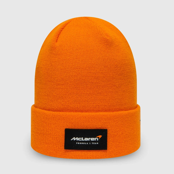 2022 McLaren F1 NEW ERA Essential Cuff Beanie Hat - ORANGE - Genuine Mclaren F1 Merchandise