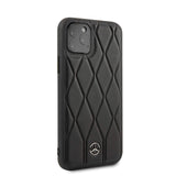 Official Mercedes Benz Genuine Quilted Wave Leather Phone Case Cover - for iPhone 11 Pro - Black