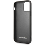Official Mercedes Benz Genuine Carbon And Leather Phone Case Cover - for iPhone 11 Pro - Black