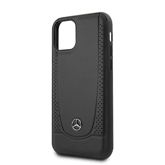 Official Mercedes Benz Genuine Perforated Leather Phone Case Cover - for iPhone 11 Pro - Black