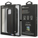 BMW M Collection Leather Carbon Phone Case Cover - for iPhone 12/12 Pro - Black