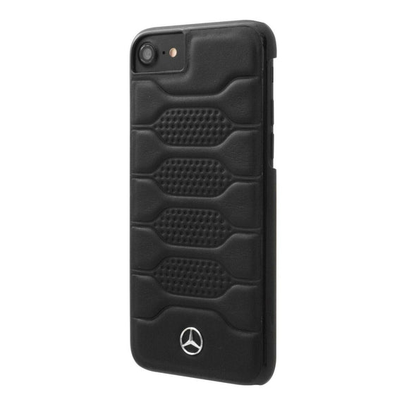 Official Licensed Mercedes-Benz Genuine Leather Hard Back Case Cover – Black – for iPhone 8 / 7 / 6S / 6