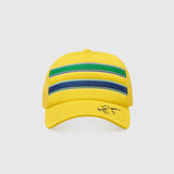 Ayrton Senna Stripe Trucker Cap Hat - Yellow - Official Merchandise