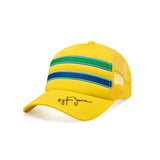 Ayrton Senna Stripe Trucker Cap Hat - Yellow - Official Merchandise