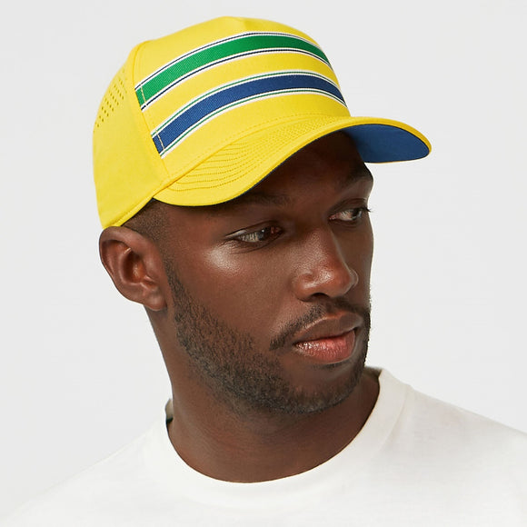 Ayrton Senna Stripe Baseball Cap Hat - Yellow - Official Merchandise