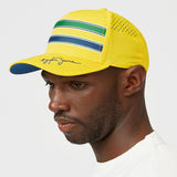 Ayrton Senna Stripe Baseball Cap Hat - Yellow - Official Merchandise