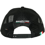 2020 Ducati Corse Racing MotoGP Trucker Baseball Cap Adult Size - BLACK / RED - Official Licensed Ducati Corse Merchandise