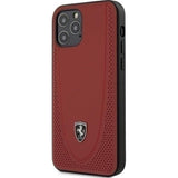 Official Scuderia Ferrari Genuine Perforated Leather Phone Case Cover - for iPhone 12/12 Pro - Red