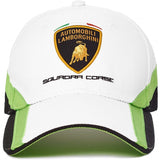 Lamborghini Squadra Corse Baseball Cap Hat - White / Lime - Official Lamborghini Merchandise
