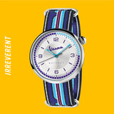 Vespa Irreverent Mens Fashion Watch - Silver Bezel with Blue/Ice Blue Nylon Strap