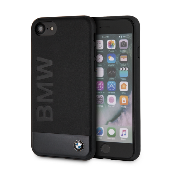 Genuine BMW Hard Back Signature Leather Case for iPhone 8 / 7 / 6S / 6 - Black - Get FNKD - Licenced Automotive Apparel & Accessories