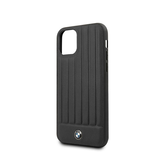 Official BMW Genuine Leather Embossed Lines Phone Case Cover - for iPhone 11 Pro - Black