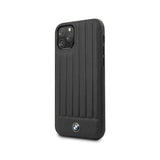 Official BMW Genuine Leather Embossed Lines Phone Case Cover - for iPhone 11 Pro - Black