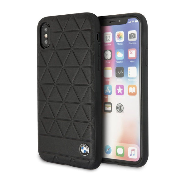 Genuine BMW Hard Back Hexagon Leather Case for iPhone X / XS - Black - Get FNKD - Licenced Automotive Apparel & Accessories