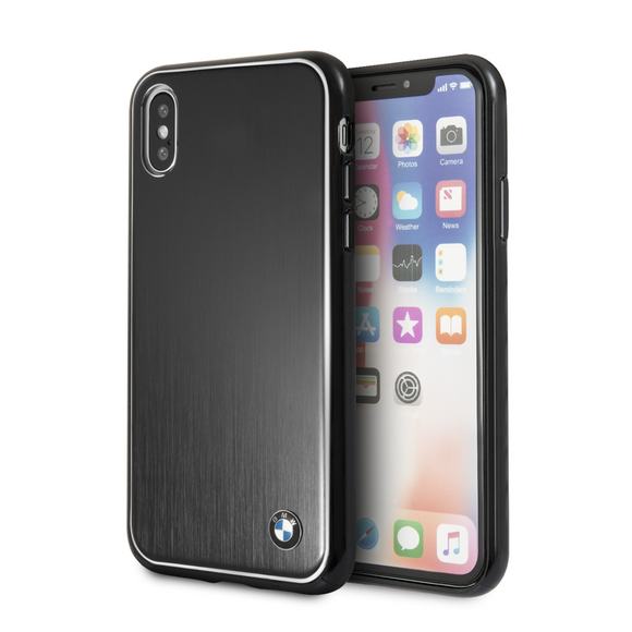 Genuine BMW Hard Back Brushed Aluminium Case for iPhone X / XS – Satin Black - Get FNKD - Licenced Automotive Apparel & Accessories