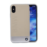 Genuine BMW Hard Back Signature Leather Case for iPhone X / XS - Beige - Get FNKD - Licenced Automotive Apparel & Accessories