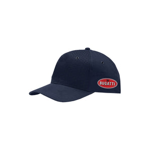 Bugatti Textured Baseball Cap Hat - Blue / Red Logo - Official Licensed Merchandise