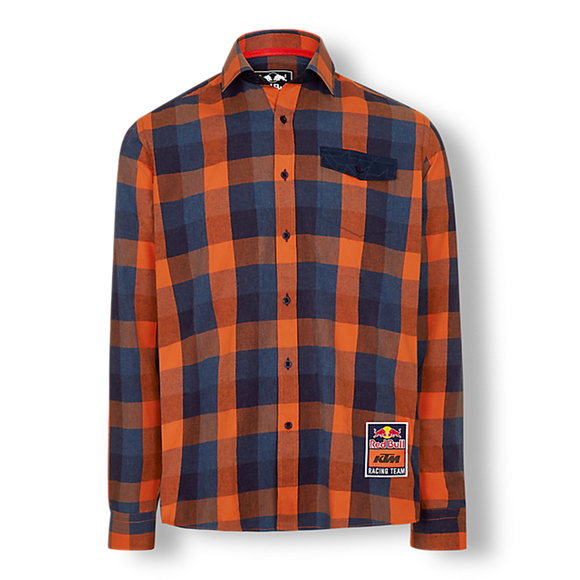 Red Bull KTM Racing Checked Flannel Shirt - Blue / Orange - Official Factory Racing Shop Product