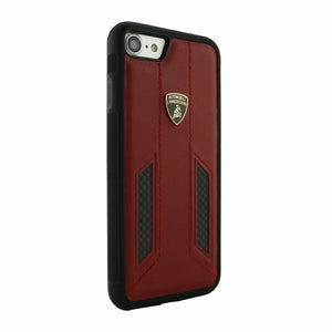 Lamborghini Huracan D6 Leather & Carbon Back Case for iPhone 8 / 7 / 6S / 6 - Red