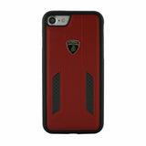 Lamborghini Huracan D6 Leather & Carbon Back Case for iPhone 8 / 7 / 6S / 6 - Red