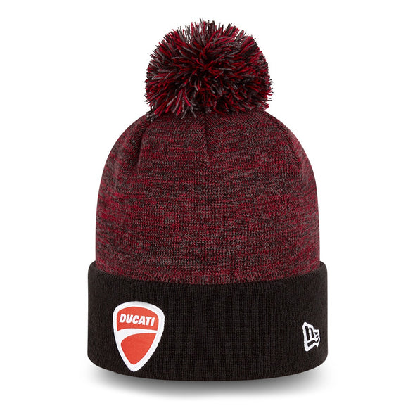 Ducati Corse New Era Engineered Beanie Pom Pom Hat - BLACK/RED - Official Licensed Ducati Corse Merchandise