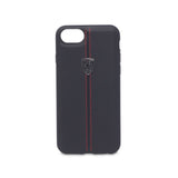 Scuderia Ferrari Leather Hard Back Cover for iPhone 8 / 7 / 6S / 6 – Black with Red Stitching - Get FNKD - Licenced Automotive Apparel & Accessories