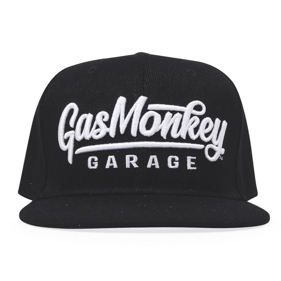 Gas Monkey Garage 3D Script Logo Snapback Cap Hat - Black - Official Gas Monkey Garage Merchandise