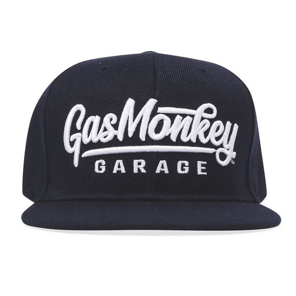 Gas Monkey Garage 3D Script Logo Snapback Cap Hat - Navy - Official Gas Monkey Garage Merchandise