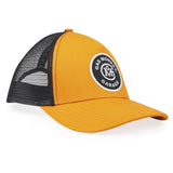 Gas Monkey Garage Initial Logo Patch Trucker Cap Hat - Mustard / Black - Official Gas Monkey Garage Merchandise