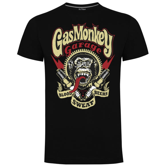 Gas Monkey Garage Spark Plugs T Shirt - Black - Official Gas Monkey Garage Merchandise