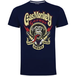 Gas Monkey Garage Spark Plugs T Shirt - Navy - Official Gas Monkey Garage Merchandise