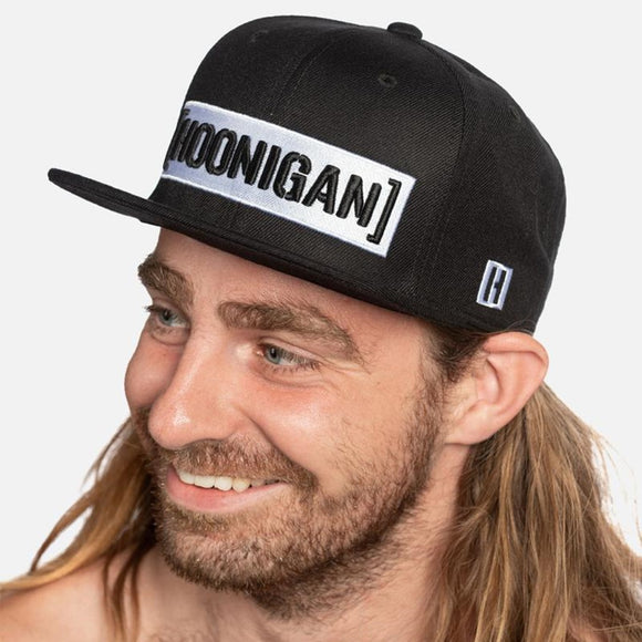 Hoonigan Censor Bar Snapback Flat Brim Hat Cap - Black