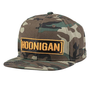 Hoonigan Censor Bar Snapback Flat Brim Hat Cap - Camo