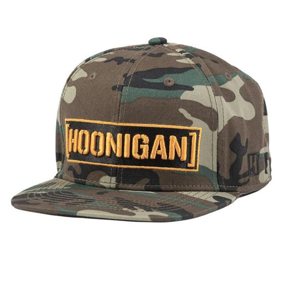 Hoonigan Censor Bar Snapback Flat Brim Hat Cap - Camo