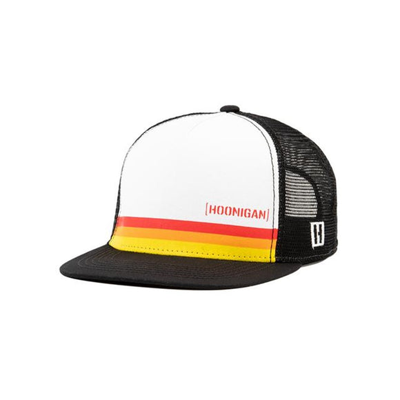 Hoonigan Horizon Trucker Flat Brim Cap Hat - Black / Red / Yellow