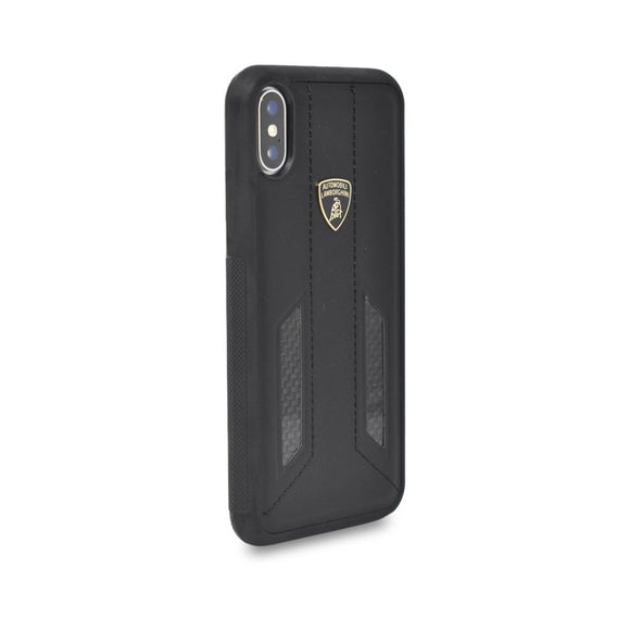Lamborghini Huracan D6 Leather & Carbon Fibre Back Case for iPhone X / XS - Black - Get FNKD - Licenced Automotive Apparel & Accessories