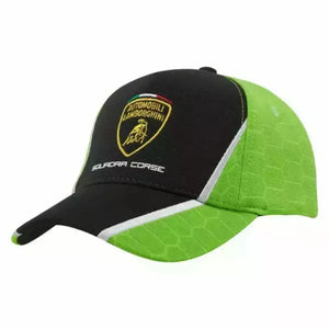 Lamborghini Squadra Corse Baseball Cap Hat - Black / Green - Adult Size - Official Lamborghini Merchandise