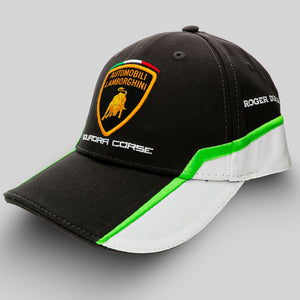 Lamborghini Squadra Corse Baseball KIDS Cap Hat - Black / Lime - Kids Size - Official Lamborghini Merchandise