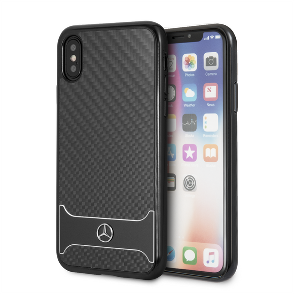 Official Licenced Mercedes-Benz PU Carbon Fibre & Aluminium Case – Black Carbon – for iPhone X / XS - Get FNKD - Licenced Automotive Apparel & Accessories