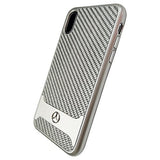 Official Licenced Mercedes-Benz PU Carbon Fibre & Aluminium Case – Silver Carbon – for iPhone X / XS - Get FNKD - Licenced Automotive Apparel & Accessories
