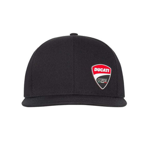 Ducati Corse Racing MotoGP Flat Brim Trucker Hat Cap - Black - Official Licensed Ducati Corse Merchandise