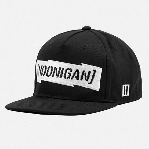 Hoonigan Censor Bar 10CB Snapback Flat Brim Baseball Cap - Black